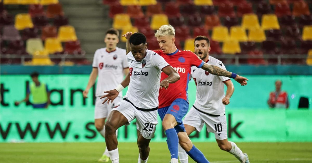 Fază din meciul FCSB - Skhenija Tetovo, din Liga Campionilor, 30 iulie 2025