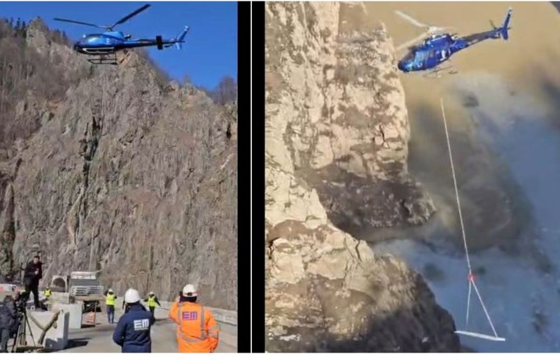 Când se reumple lacul Vidraru: a fost adus inclusiv un elicopter la baraj