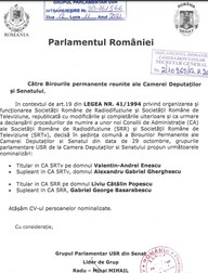 Propunerile făcute de USR pentru Consiliul de Administrație al TVR și al Radioului public