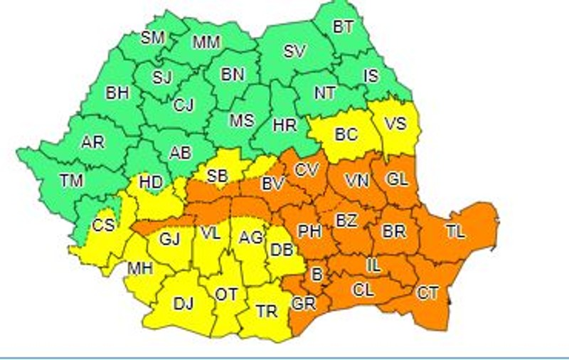 UPDATE. Codul portocaliu de ploi și ninsori a fost prelungit