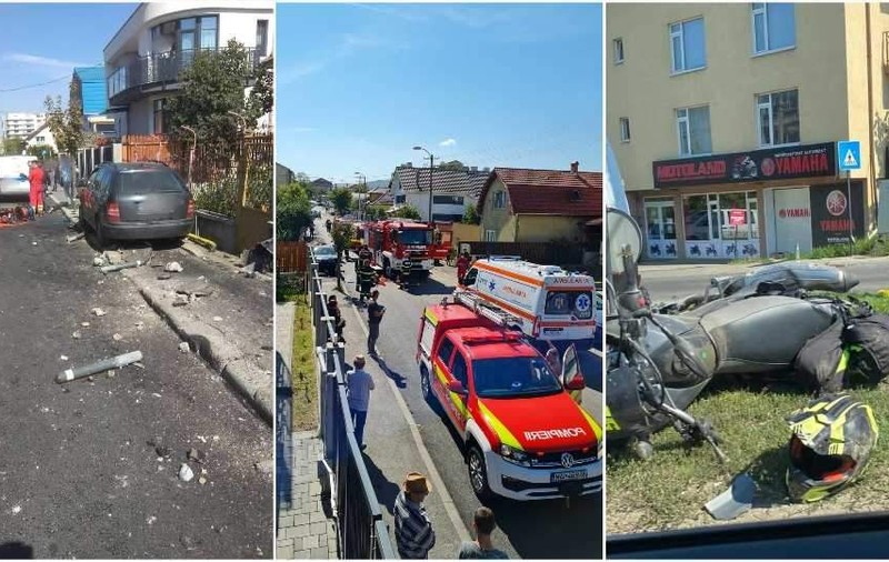 Un mort și trei răniți, după ce o mașină s-a ciocnit cu o motocicletă și a continuat să meargă după impact, în Cluj-Napoca