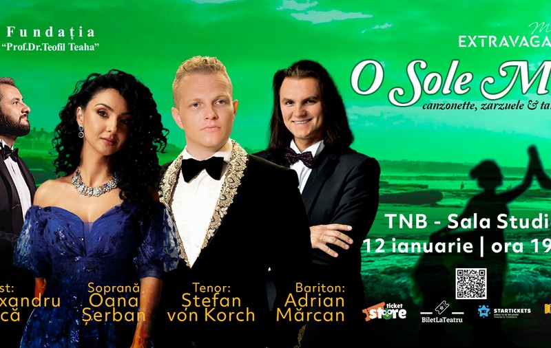 Recitalul „O SOLE MIO” cu tenorul ŞTEFAN von KORCH şi invitaţii va fi găzduit pe 12 ianuarie la Sala Studio a Teatrului Naţional din Bucureşti