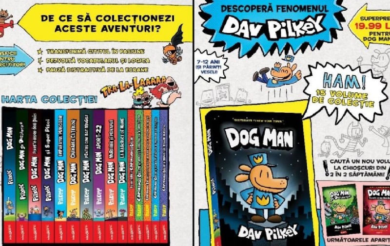 Trucul psihologic prin care benzile desenate antrenează creierul copiilor să iubească lectura. Ringier lansează Dog Man &amp; Căpitanul Chilot - Colecția Dav Pilkey