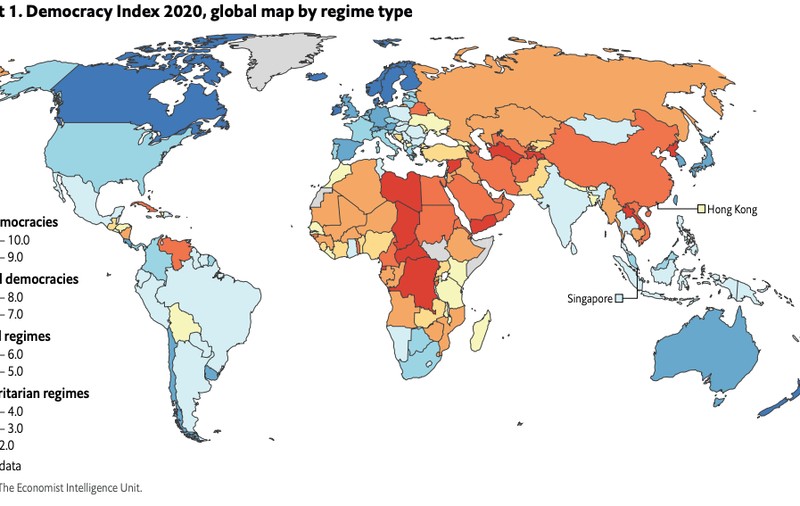 Indicele Democrației în 2020: România, pe locul 62, cu cel mai mic scor la „cultură politică”. Botswana și Mongolia, peste noi