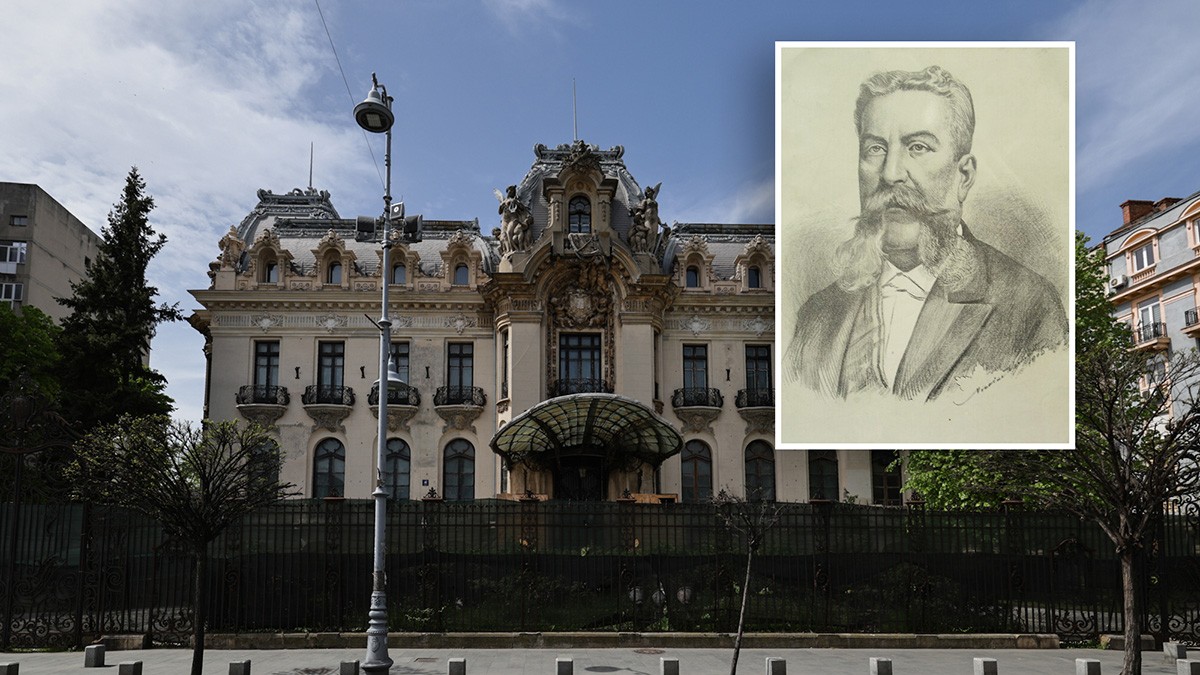 Colaj cu palatul Cantacuzino si Gheorghe Grigore Cantacuzino, zis Nababul
