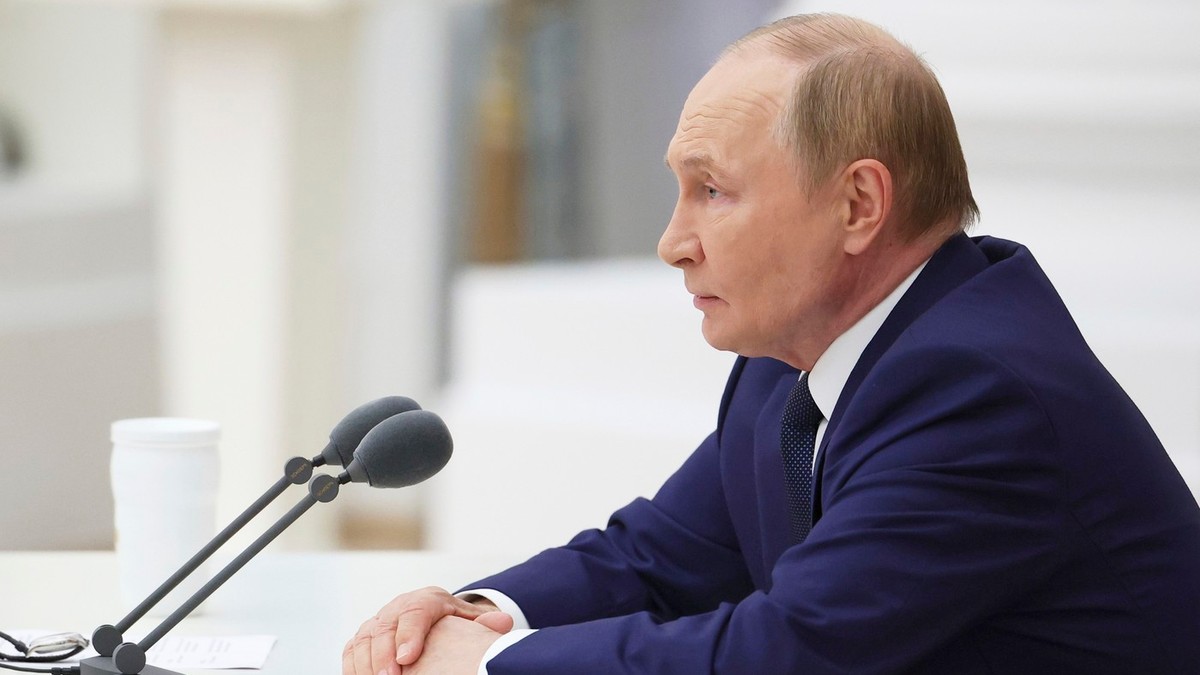 Vladimir Putin, la întâlnirea cu oficialii de rang înalt de la Moscova Foto: Profimedia