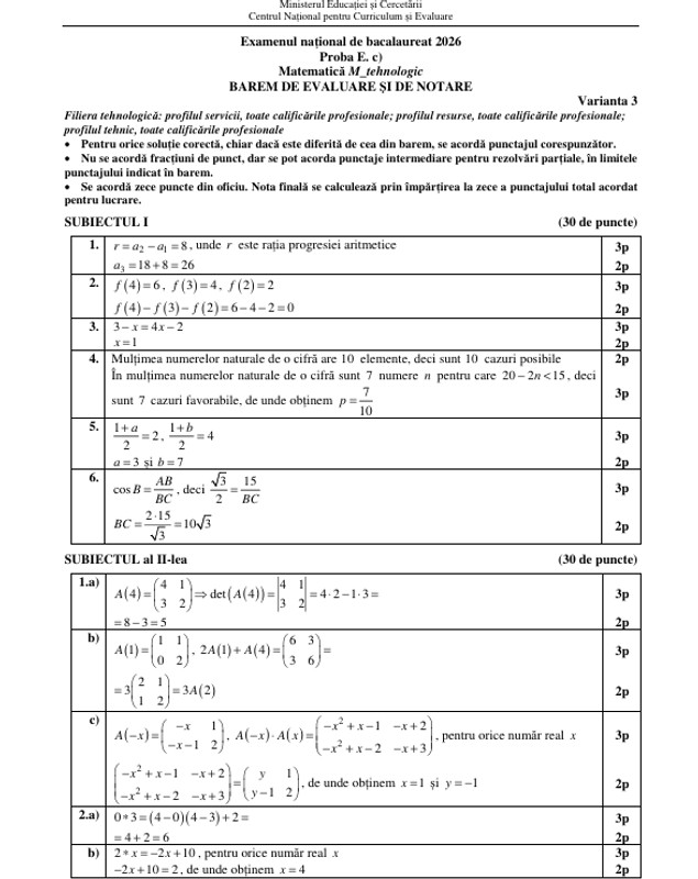 Subiectele la Matematică la BAC 2026. Ce le-a picat elevilor la proba obligatorie a profilului la Bacalaureat