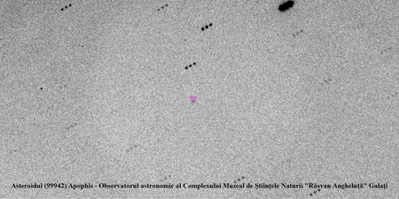 Deplasarea asteroidului a fost surprinsă de Observatorul Astronomic de la Galați FOTO CMSN