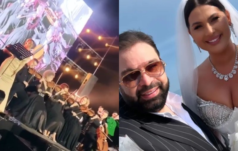 Nunta de lux a lui Florin Salam cu Roxana Dobre de la malul mării. Mireasa a avut rochie cu cristale, iar invitații au ascultat muzică de orchestră