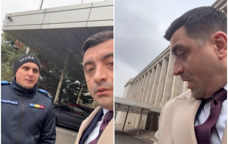 George Simion s-a plimbat prin curtea Guvernului și i-a apostrofat pe jandarmii care au venit după el: „Nu mai bine îți vezi de treaba ta? Nebuni la cap”