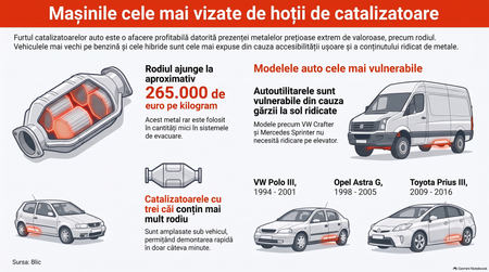 Mașinile pe care le jefuiesc cel mai des hoții de catalizatoare / Imagine realizată cu AI