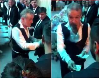 Gigi Becali le-a împărțit bani ospătarilor