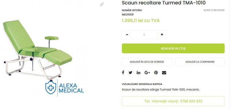 Scaunul de vaccinare poate fi cumpărat și la 1.396 de lei cu TVA