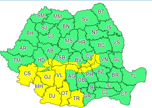 cod galben de vreme rea intră în vigoare duminică la ora 6.00 și este valabil până la duminică la ora 20.00. | foto: ANM