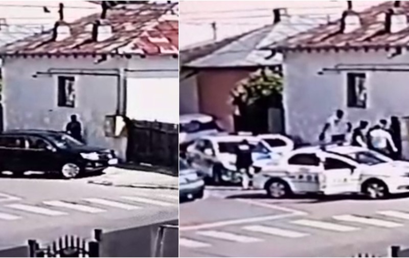 Momentul în care elevul care a înjunghiat doi tineri în Grădina Botanică din Craiova este prins de polițiști