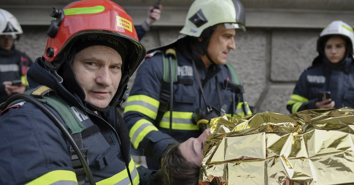 Echipe de interventie ISU participa la un exercitiu de cautare si salvare in caz de cutremur, in Bucuresti, luni, 6 martie 2023.