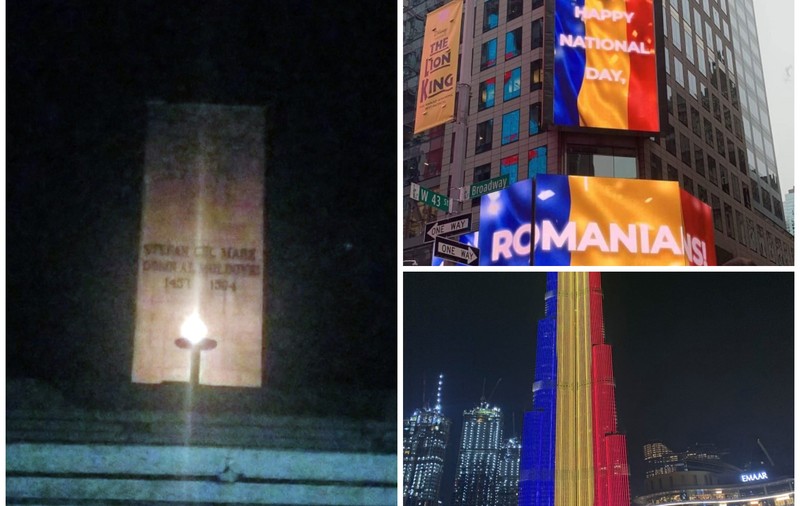 În timp ce Times Square și Burj Khalifa au fost de 1 Decembrie în culorile tricolorului, autoritățile române au lăsat în beznă statuia lui Ștefan cel Mare de la Podul Înalt!