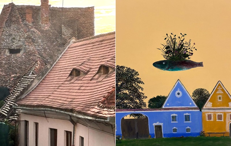 Sibiul văzut de la înălțimea acoperișurilor: aerisirile-ochi, țiglele-solz și peștii fără gravitație ai lui Câlția