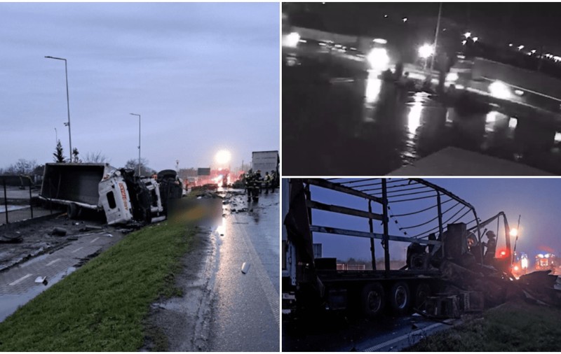 Filmul accidentului din Vladimirescu în care doi șoferi de TIR au murit pe loc