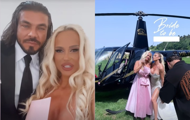 Anda Adam și Joseph, nași de cununie înainte de nunta lor. La eveniment, mireasa a ajuns cu elicopterul, iar mirele, cu bolidul Lamborghini