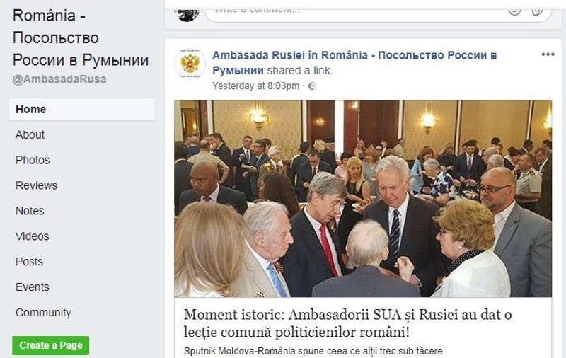Ambasada Rusiei a distribuit pe Facebook o știre care critică faptul că la recepția de Ziua Victoriei nu a venit niciun demnitar român