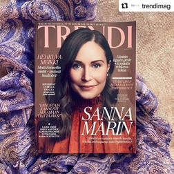 Prima pagină a numărului revistei “Trendi” în care a fost publicat interviul cu primul- ministru Sanna Marin. Foto: Instagram
