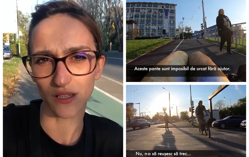 Experiment în scaun cu rotile prin Timișoara! Cum l-a trăit Ana, o tânără care s-a pus în locul persoanelor cu dizabilități: ”Lacrimi, furie, frustrare...”