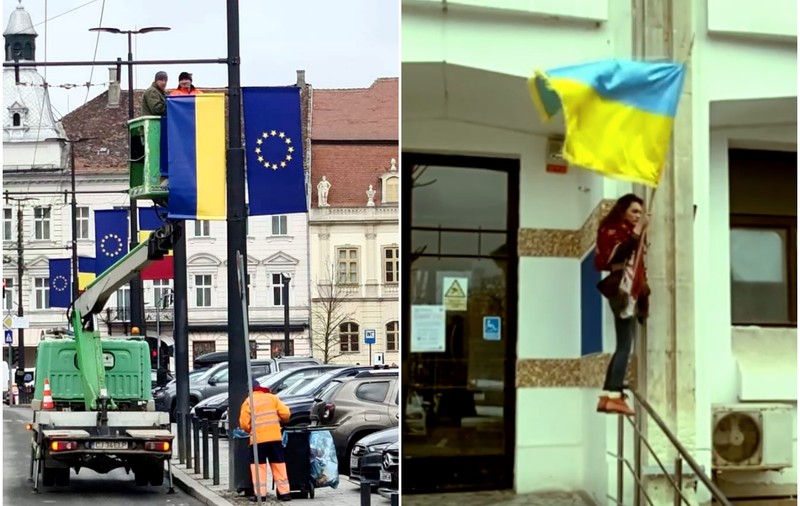 Când poate fi pus steagul unei alte țări pe o instituție din România? Opoziția față de arborarea drapelului Ucrainei - „o exaltare de extremă dreapta”