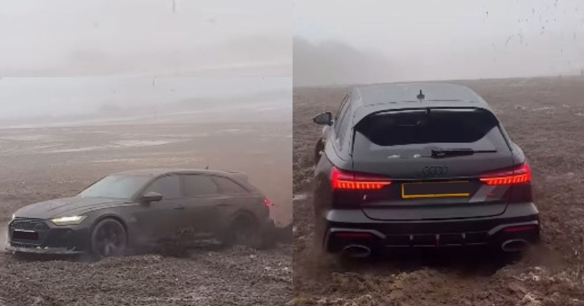 audi de lux, făcând drifturi în noroi