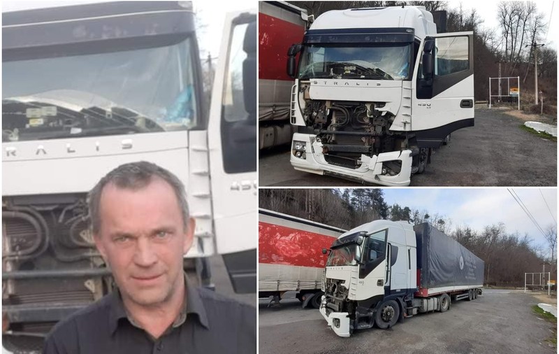 Un șofer de TIR din Ucraina trăiește din mila colegilor, într-o parcare de pe Valea Oltului. A făcut accident și patronul l-a abandonat lângă camion