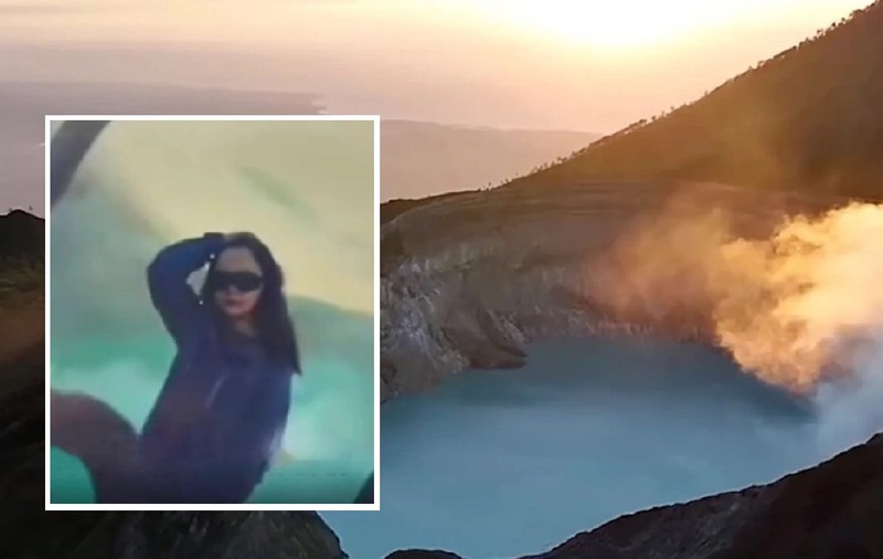 O turistă a căzut 76 de metri într-un vulcan activ din Indonezia, în timp ce soțul ei o fotografia