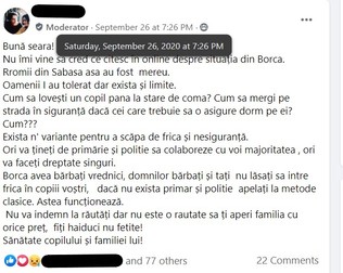 Postare de pe grupul de Facebook „Și eu pot fi Damian”