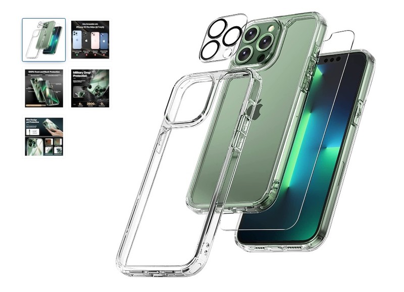 Husă telefon 3 în 1, Ainoya, sticlă, compatibilă cu iPhone 13 Pro Max,