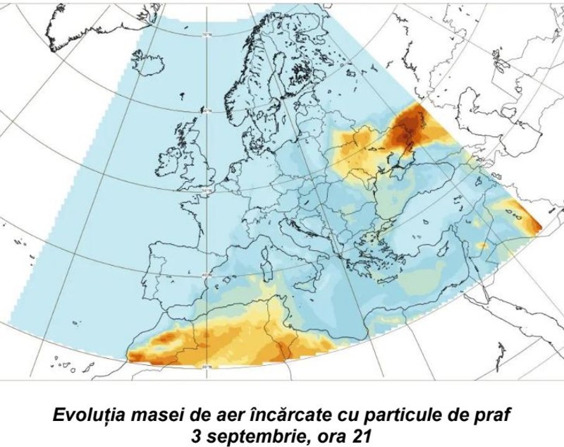 Un val de praf venit din deșertul Karakum ajunge azi în România. Ce regiuni vor fi afectate
