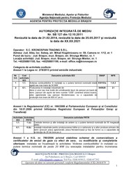 Prima pagină a draftului autorizaţiei revizuite de mediu pentru fabrica din Braşov