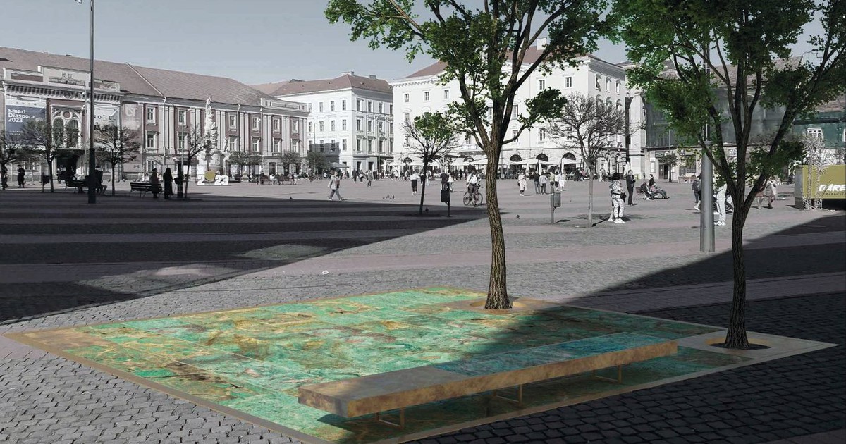 Monumente realizate din plăci de granit turcoaz, încadrate de o bandă din bronz
