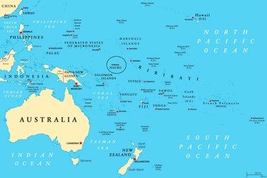 Nauru e o țară insulară vecină cu Kiribati și Insulele Solomon