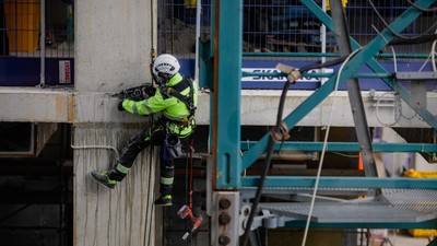 Bucharest,,Romania,-,September,23,,2021:,Construction,Worker,On,A