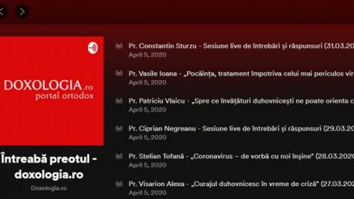 Captură foto de pe Spotify. Foto credit: Doxologia.ro