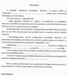 Declarație cadru didactic | Foto: Edupedu