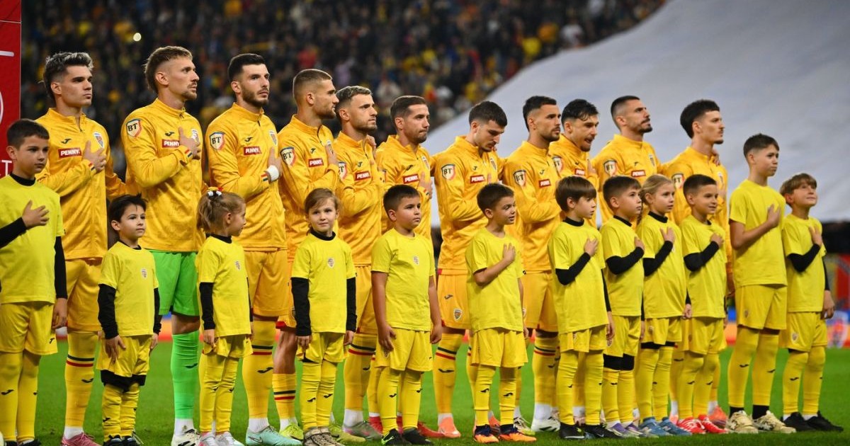 BUCHAREST - UEFA European Qualofiers - ROMANIA - AUSTRIA - 12 OCT 2025 Romania first eleven during the UEFA European Qualifiers game between Romania and Austria, in Bucharest, Romania, 12 October 2025. Copyright: xAlexxNicodimx,Image: 1045059940, License: Rights-managed, Restrictions: , Model Release: no