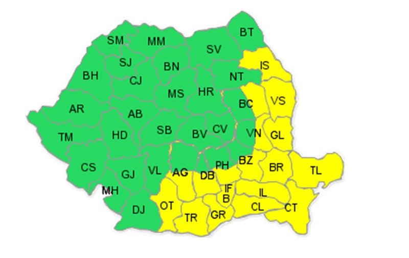 Avertizarea COD GALBEN DE CANICULĂ, PRELUNGITĂ până luni. Vezi harta județelor afectate!