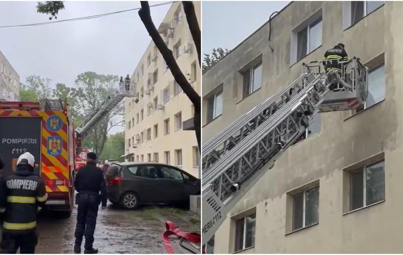 Zeci de oameni din Ploiești au ieșit în fața blocului după ce au văzut flăcări ieșind dintr-un apartament. Doi copii au făcut atac de panică