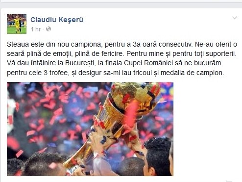 Mesajul lui Claudiu Keşeru