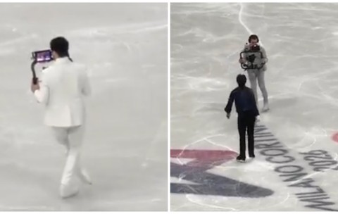 Premieră la Jocurile Olimpice: un operator de imagine patinează alături de sportivi pentru cadre spectaculoase | VIDEO