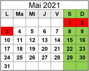 Calendar zile libere mai 2021