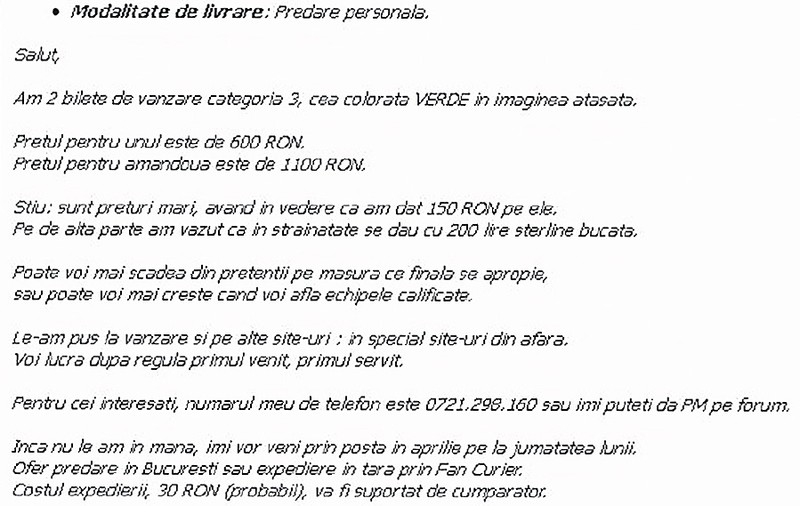 Dacă nu aţi cumpărat încă bilete pentru finala Europa League (9 mai), aveţi grijă la ofertele bişniţarilor