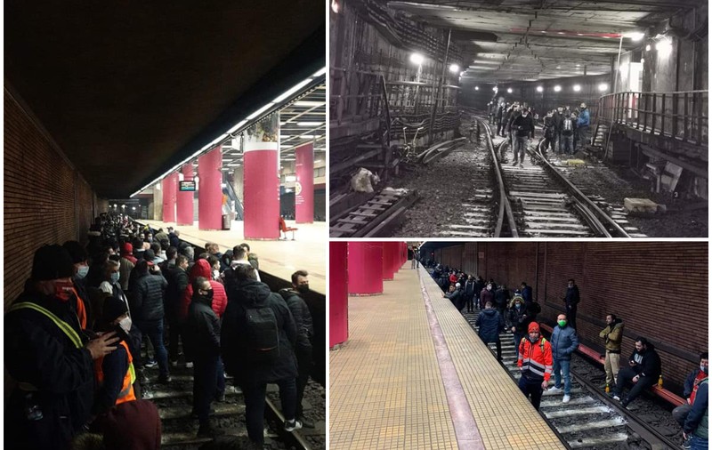 VIDEO | Imagini cu angajații de la metrou pe șine, în tunel și în stații, transportul călătorilor e complet oprit