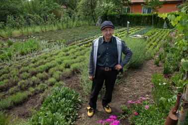Inginerul Ungureanu, în grădina locuinţei din Sibiciu de Sus