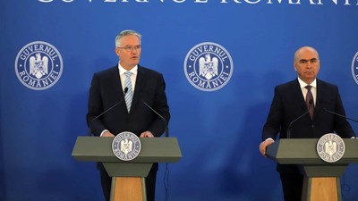 Secretarul general al OCDE, Mathias Cormann, și premierul Ilie Bolojan